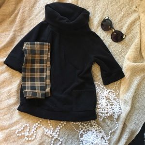 Classy black fleece cowl neck tunic/plaid leggings